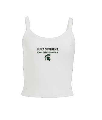 White tank top featuring the text 