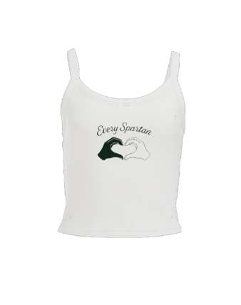 A white tank top with the text 