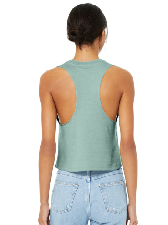 A light green, sleeveless tank top with 