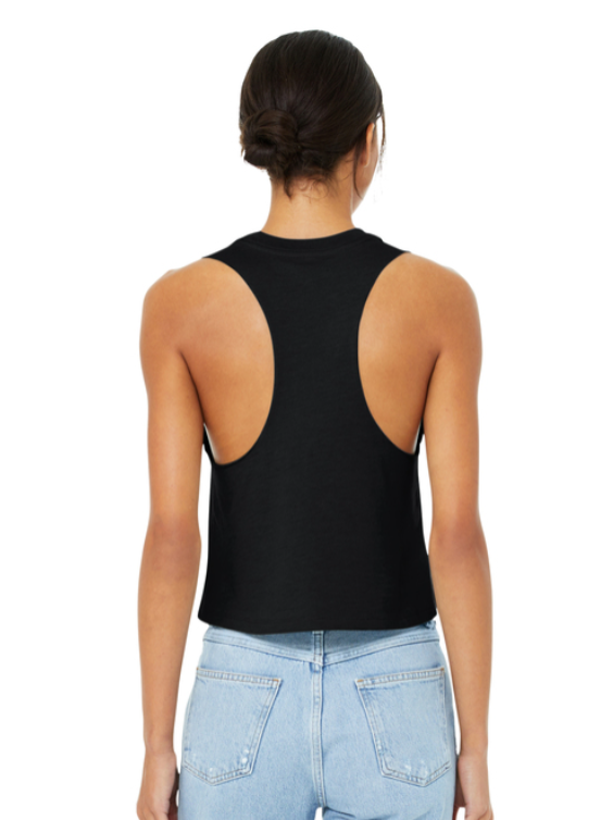 A black athletic tank top with the white text 