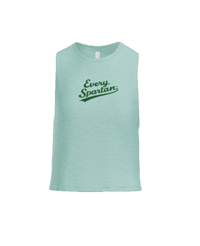 A light green, sleeveless tank top with 