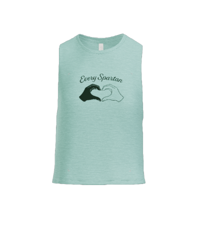 Light green heathered tank top with 