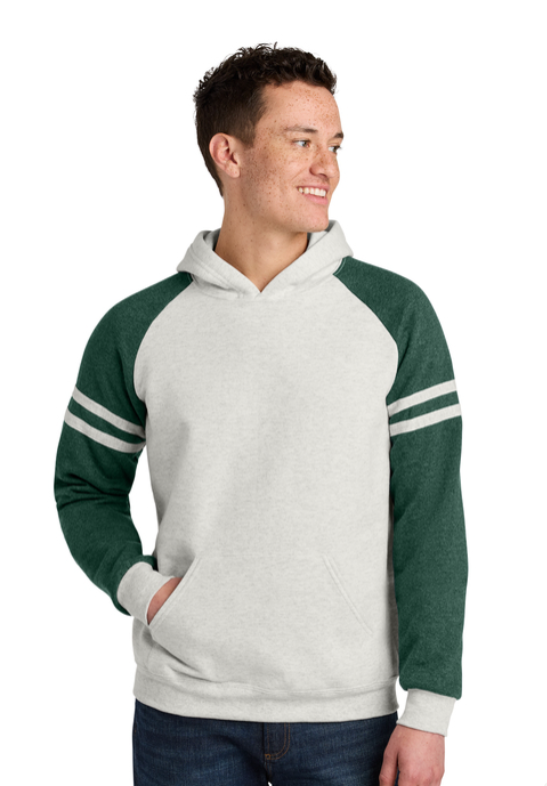 Green and white hoodie with 