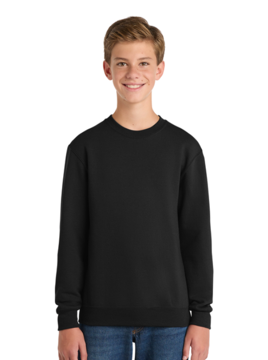Youth Core Fleece Crewneck Sweatshirt (hockey script) Port & Co™ Black