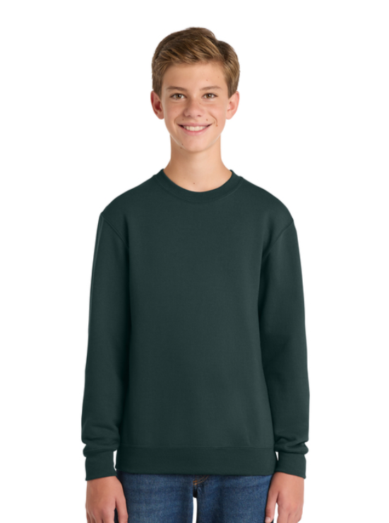 Youth Core Fleece Crewneck Sweatshirt (hockey script) Port & Co™ Dark Green