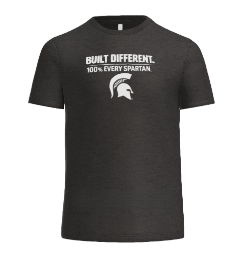 A charcoal gray T-shirt with the white text 
