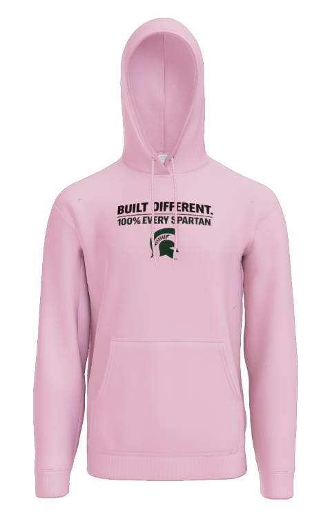 A light pink hoodie with 