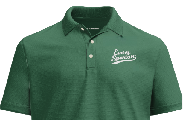 Green polo shirt with white 