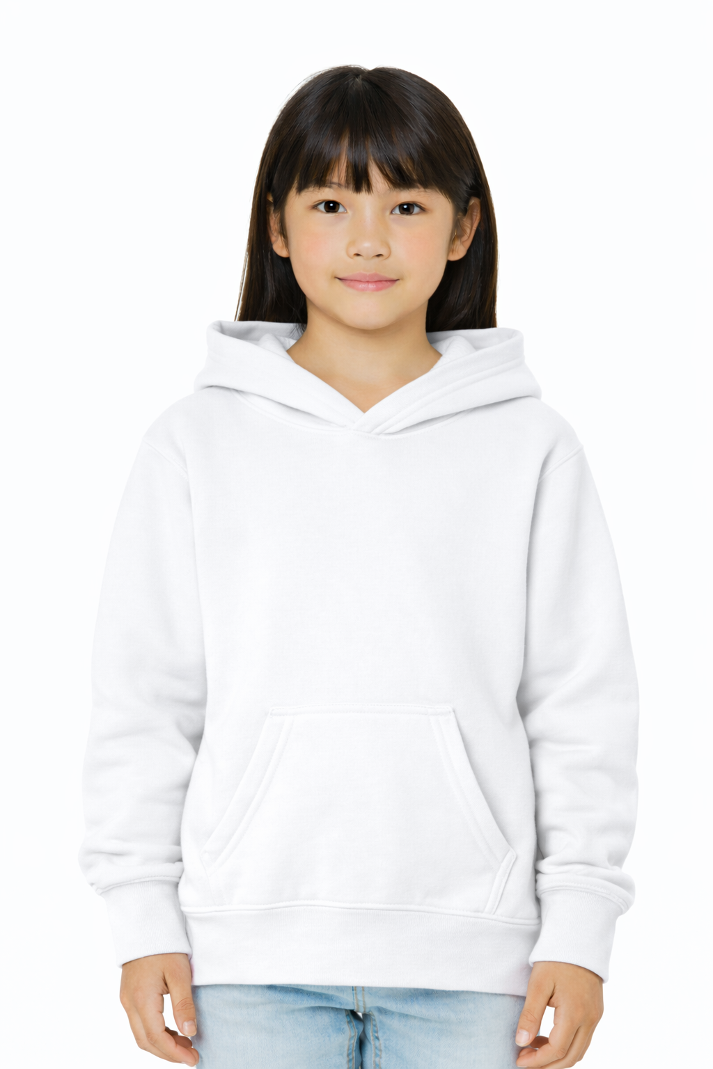 A white hooded sweatshirt with 