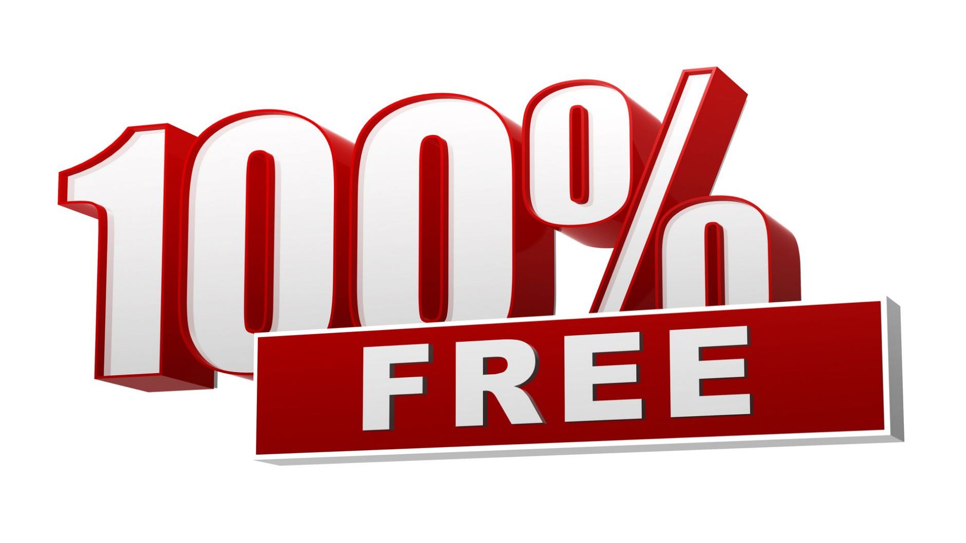 A red sign that says 100 % free on it