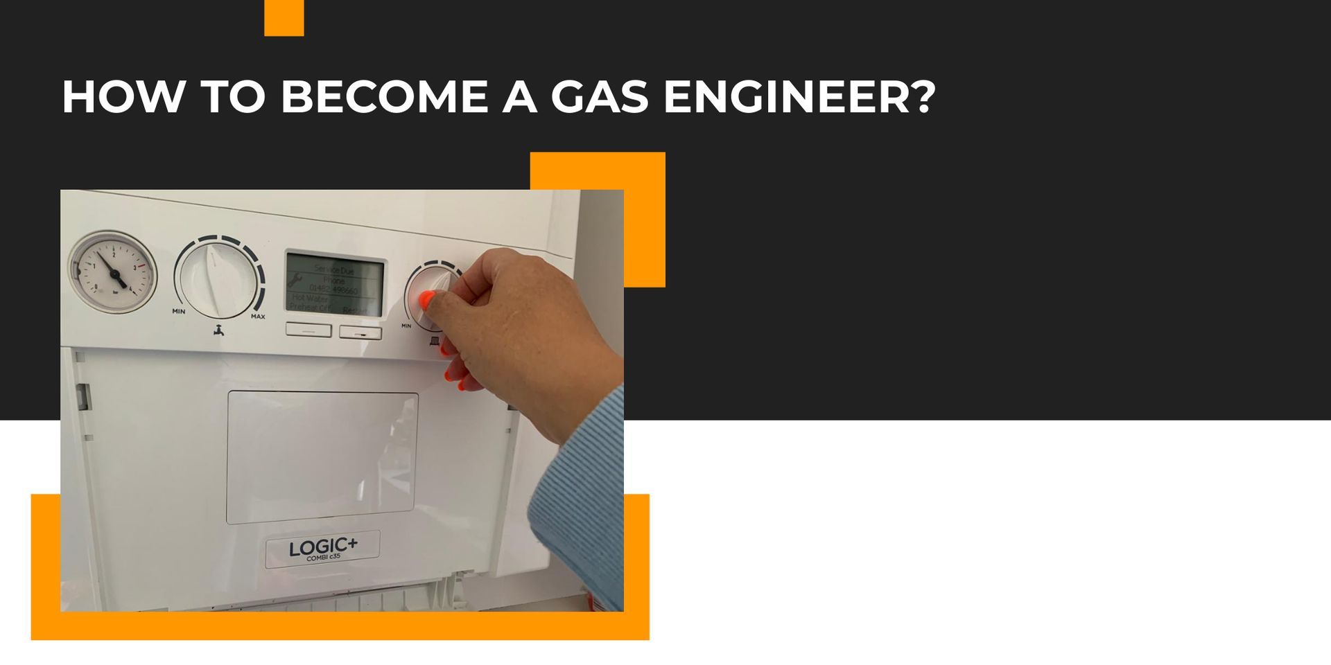 A person is turning a knob on a gas boiler.