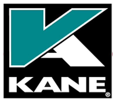 A blue and white kane logo on a black background
