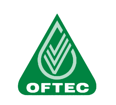 A green triangle with the word oftec on it