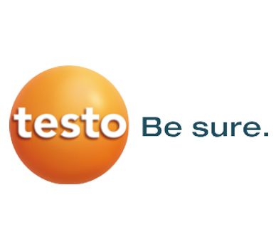 The testo be sure logo is shown on a white background
