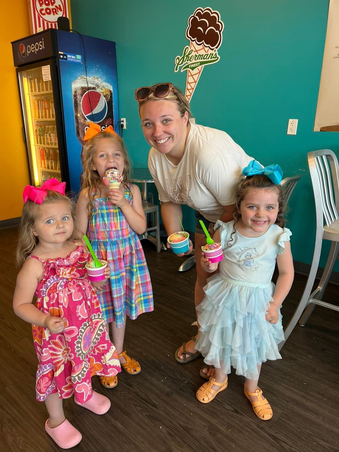 Mom and her kids eating ice cream at CC's Dairy Bar in New Baltimore, MI