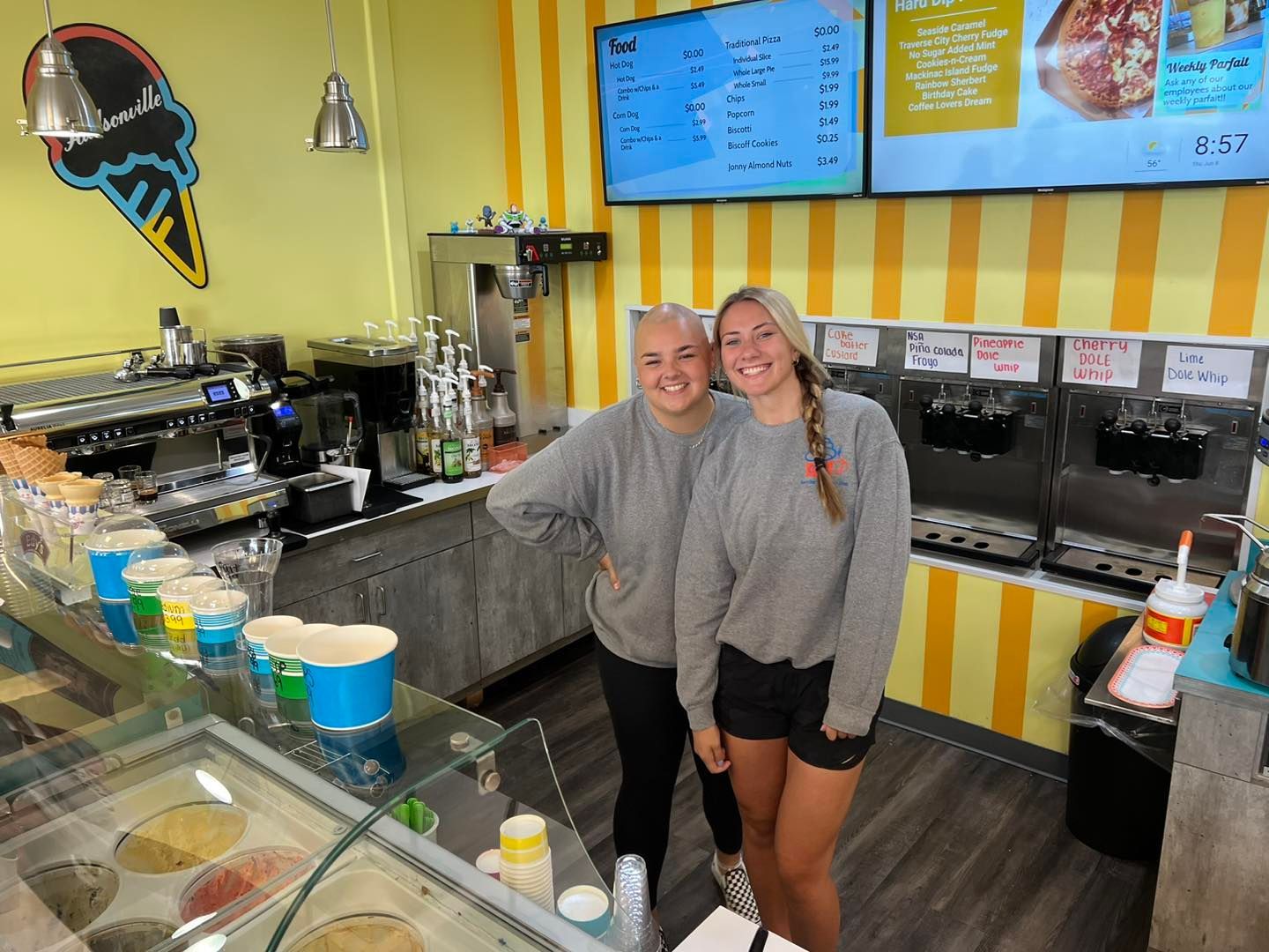 Employees having fun working at CC's Dairy Bar in New Baltimore, MI