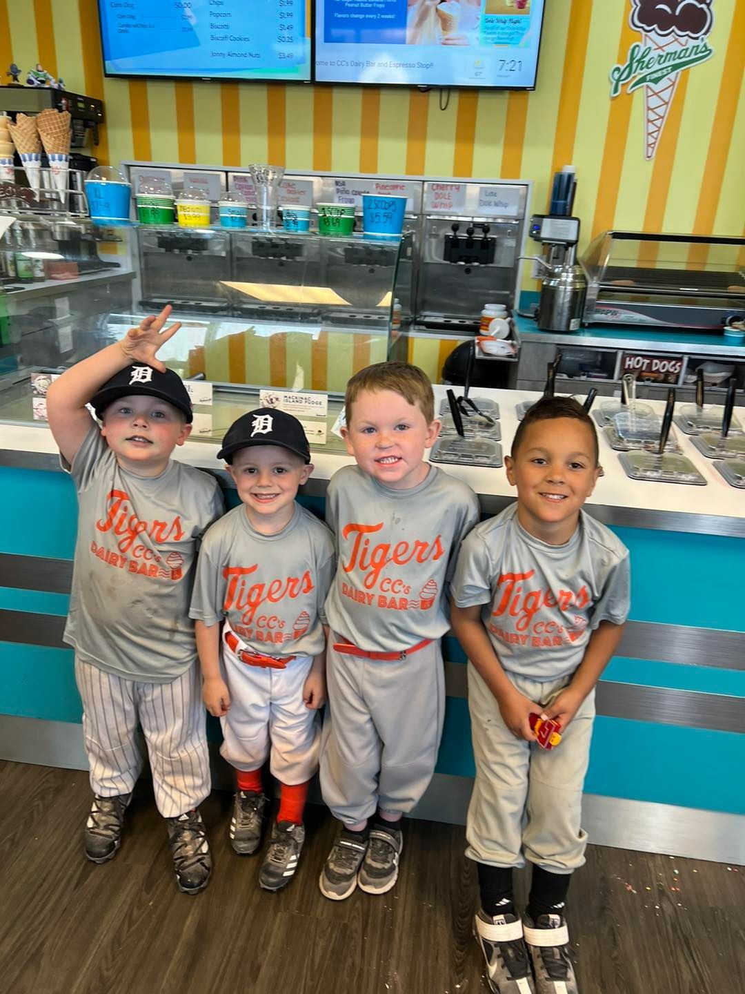 Little league kids eating ice cream at CC's Dairy Bar in New Baltimore, MI