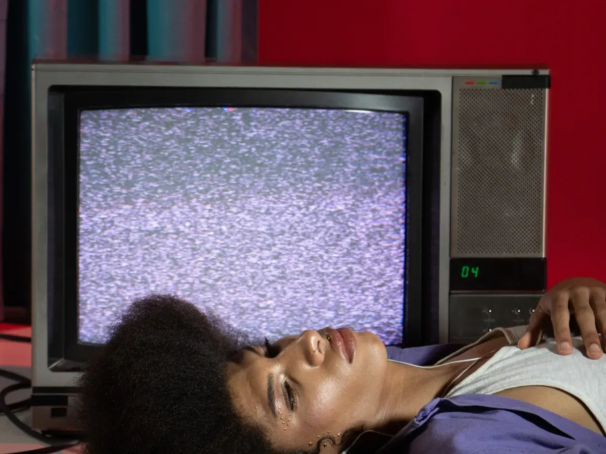 Sound from TV static is considered white noise. It consists of an equal distribution of frequencies and is often used to mask background sounds.