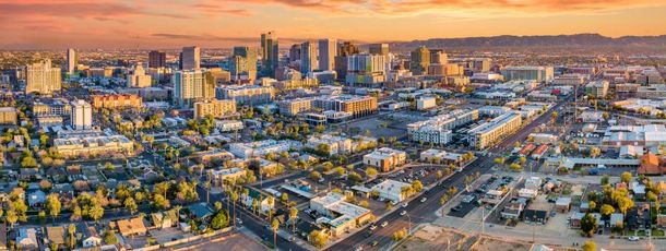 sunset aerial view