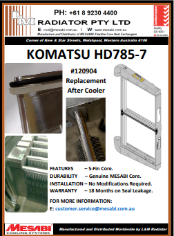 Komatsu Charge Air Cooler — Welshpool, WA — L&M Radiator