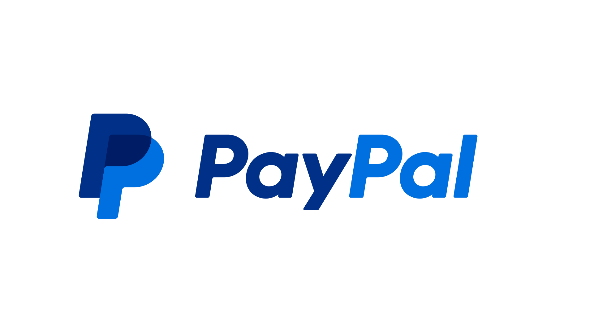 the paypal logo is blue and white on a white background .