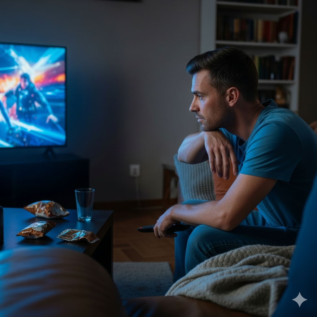 Guy watching tv
