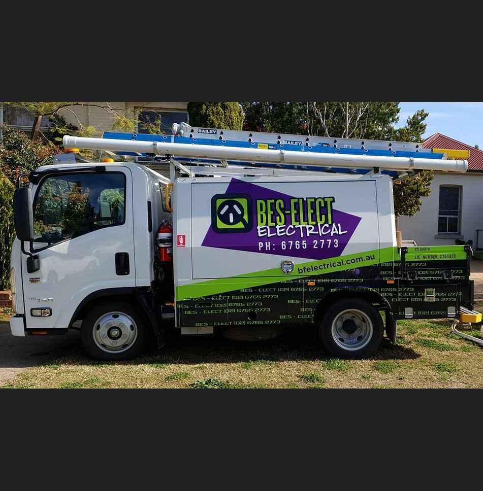 Car with ladder on the roof - Electrician in Tamworth, NSW