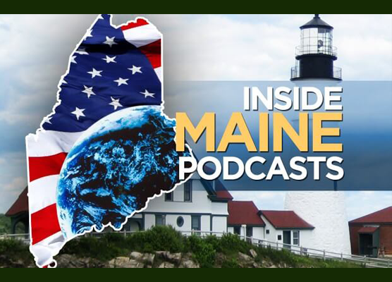 An ad for inside Maine podcasts with a lighthouse in the background – Auburn, ME - Maine Right To Life