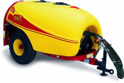 Un trattore giallo e rosso con la parola progetto sopra