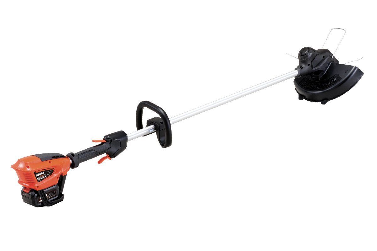 Un decespugliatore è raffigurato su uno sfondo bianco.