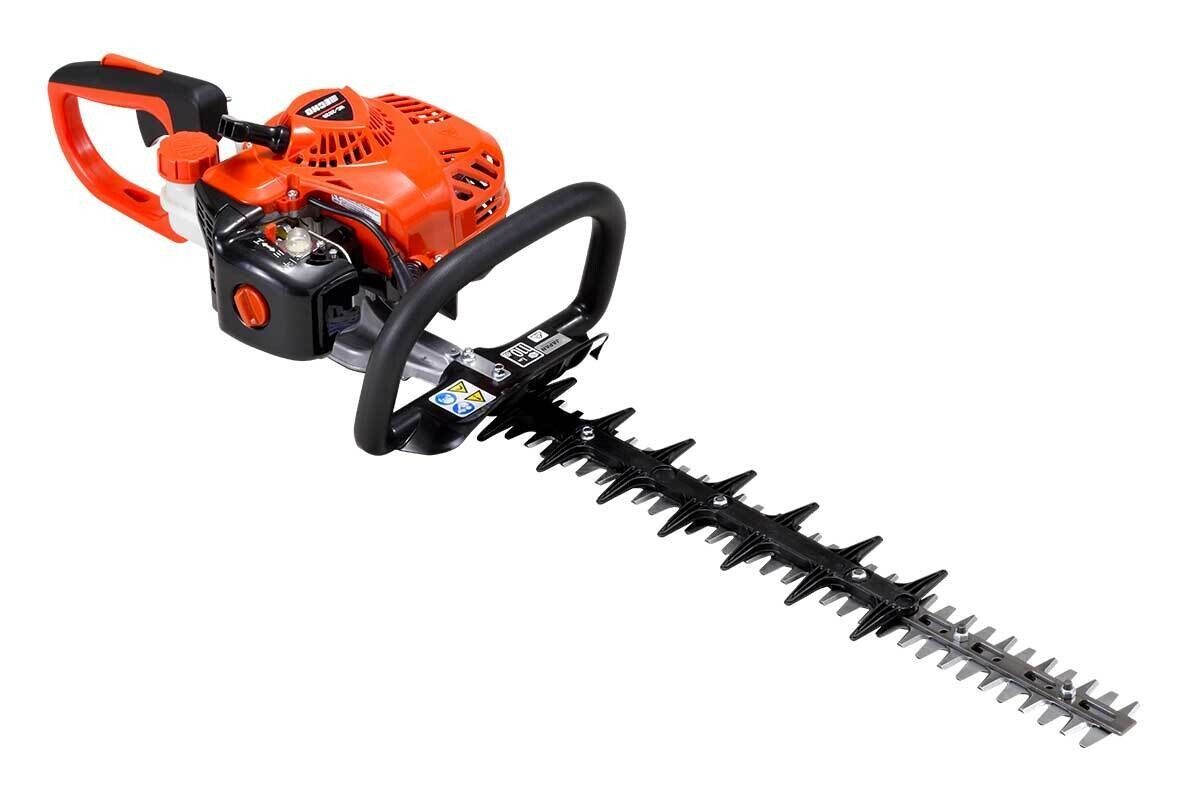 Un tagliasiepi è raffigurato su uno sfondo bianco.