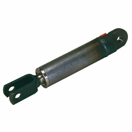 Un primo piano di un cilindro idraulico su uno sfondo bianco