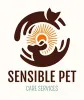 Logo: Brown cat and dog embracing a sun; "Sensible Pet" with "Care Services" below.