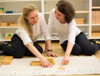 Montessori teachers training on materials