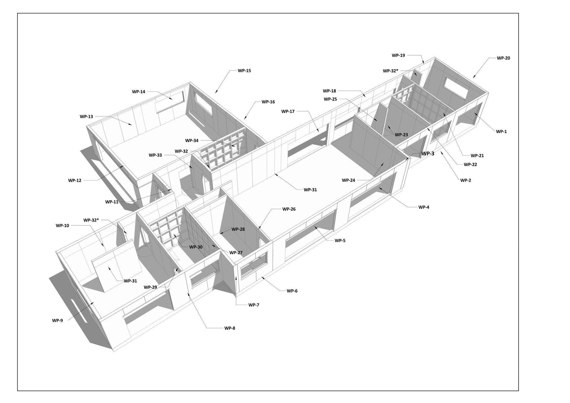 It is a black and white drawing of a house.