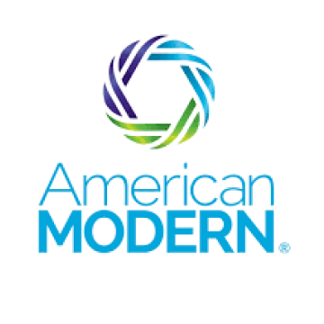 A logo for american modern with a colorful circle in the middle