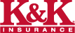 The k & k insurance logo is red and white on a white background.