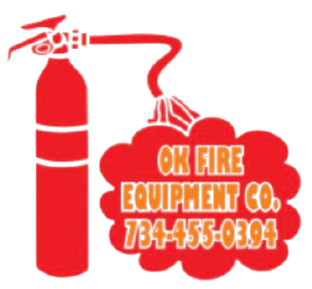 A logo for Ok Fire Equipment Co. shows a fire extinguisher