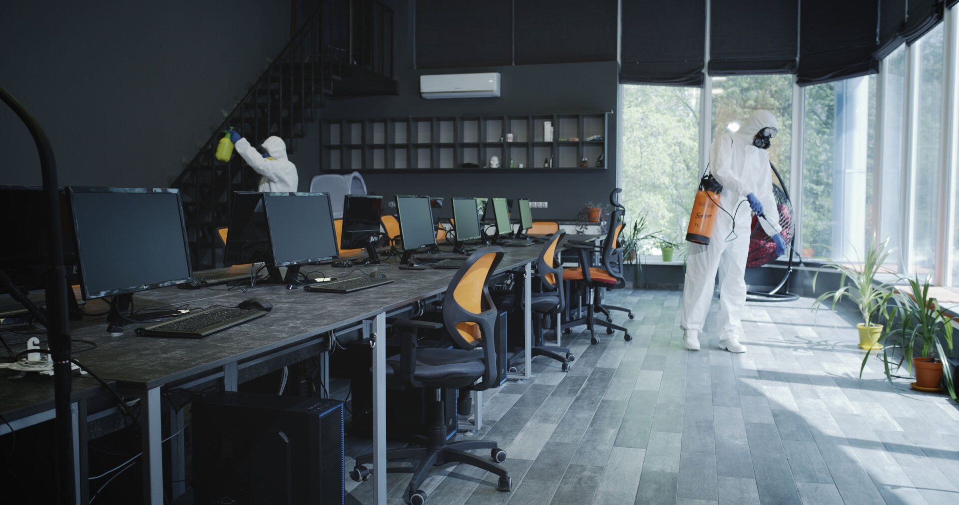 Disinfecting Commercial Room Interior