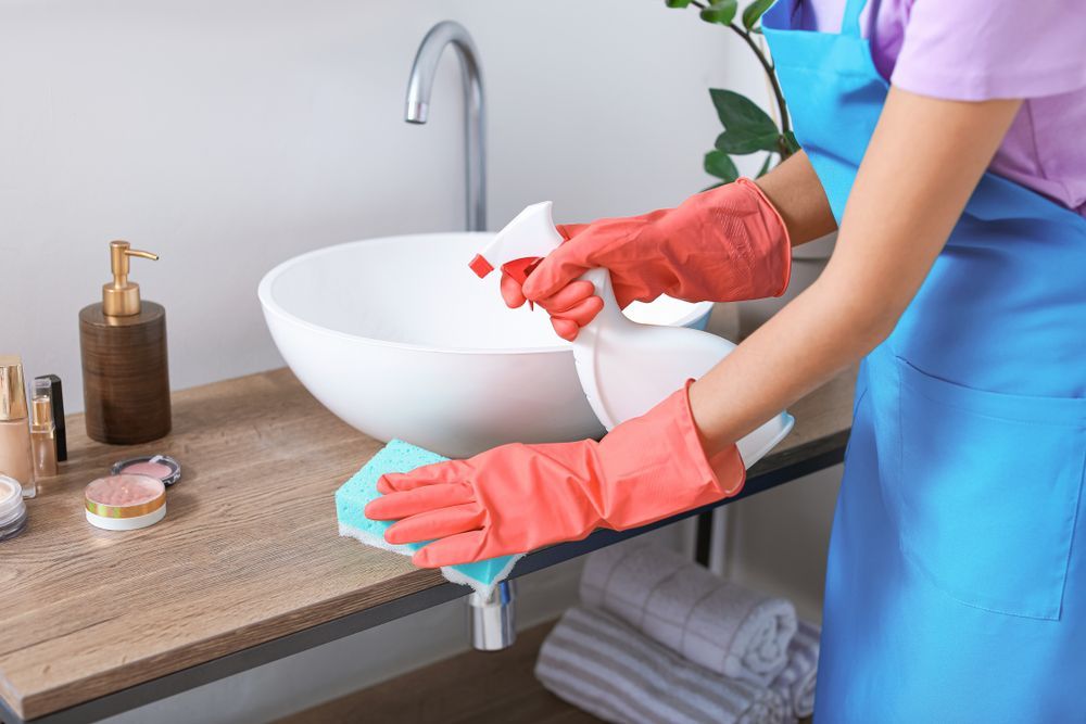 Woman Cleaning Bathroom
