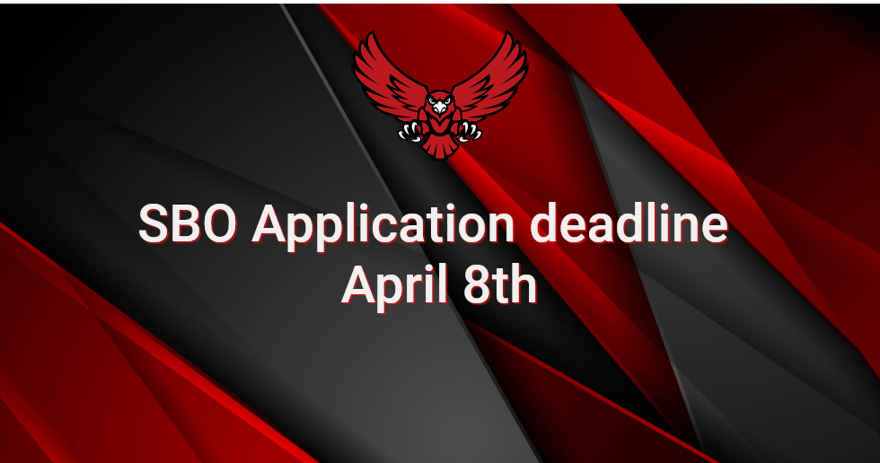 Red and black background with a hawk graphic and the text: 