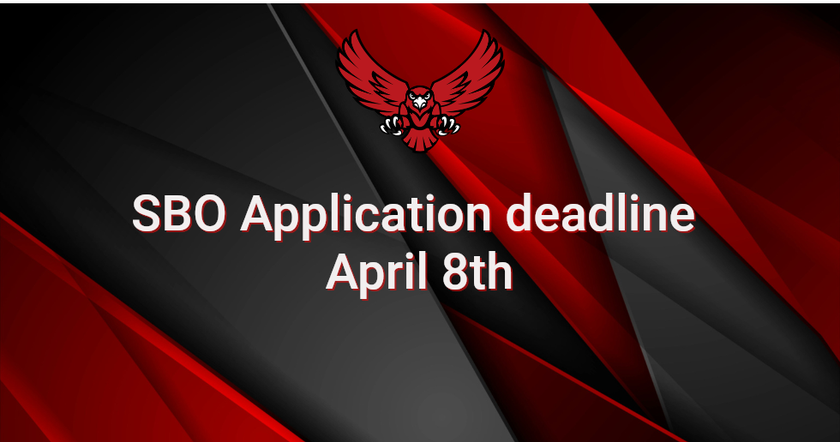 Red and black background with a hawk graphic and the text: 