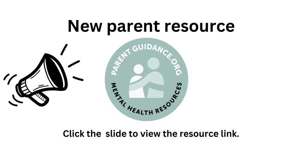 a picture of a megaphone next to a parent guidance logo . New resource.