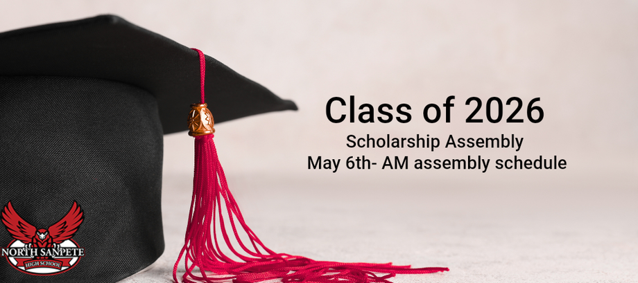 Graduation announcement reading “Class of 2026” with a black cap and red tassel on the left.