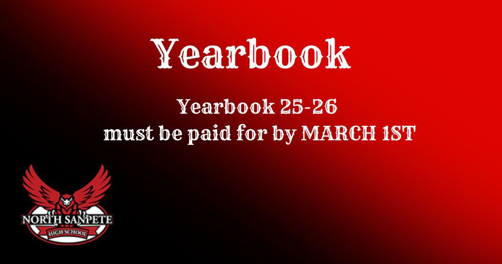 Yearbook announcement with text 