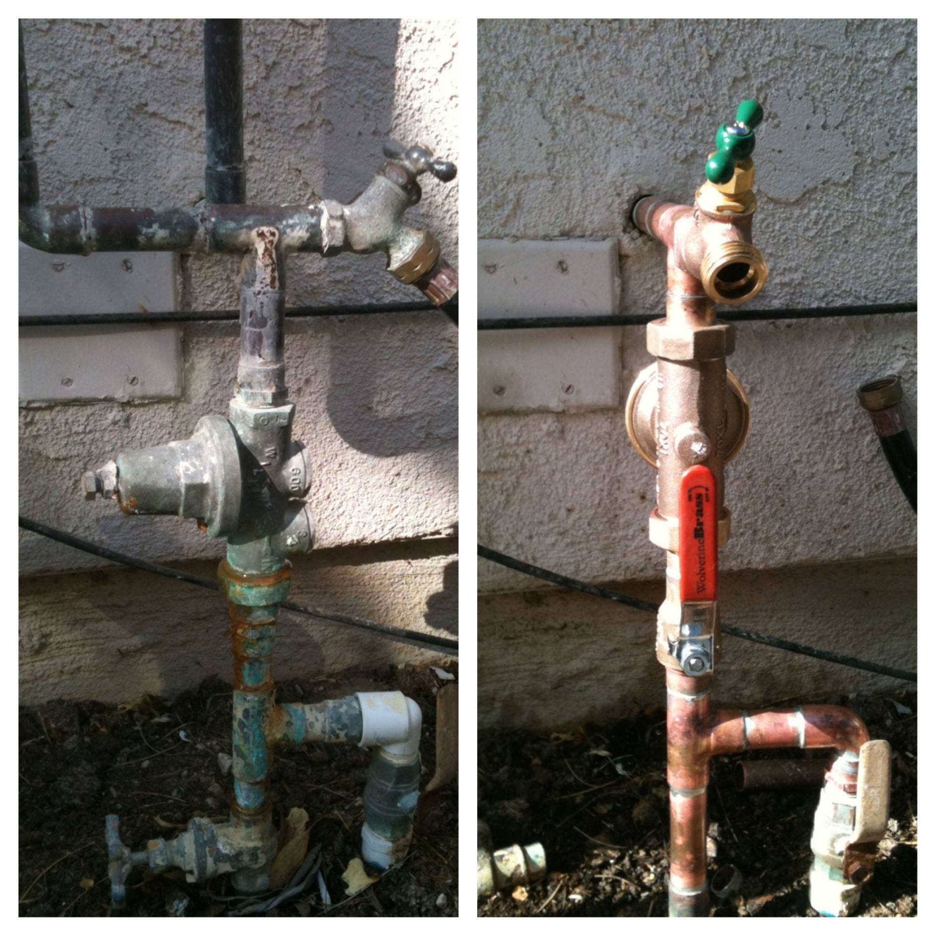 A before and after picture of a water valve