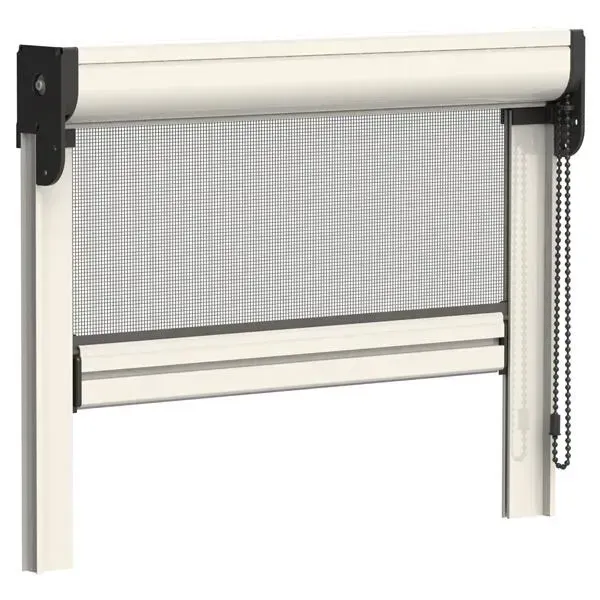 Zanzariera verticale manovra con catena ,rete elettrosaldata con bottoni antivento