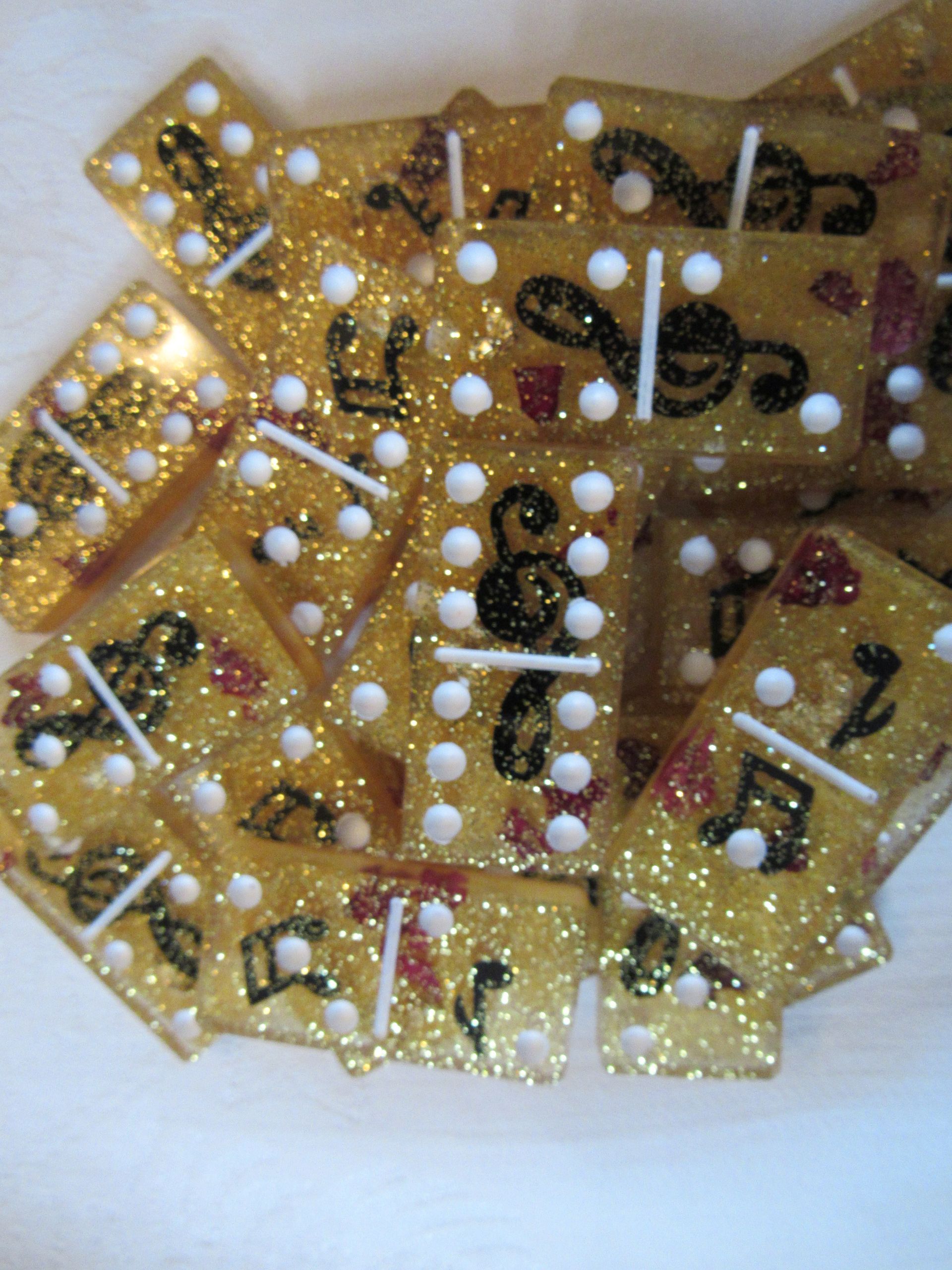 Gold Glitter Music Notes Dominoes