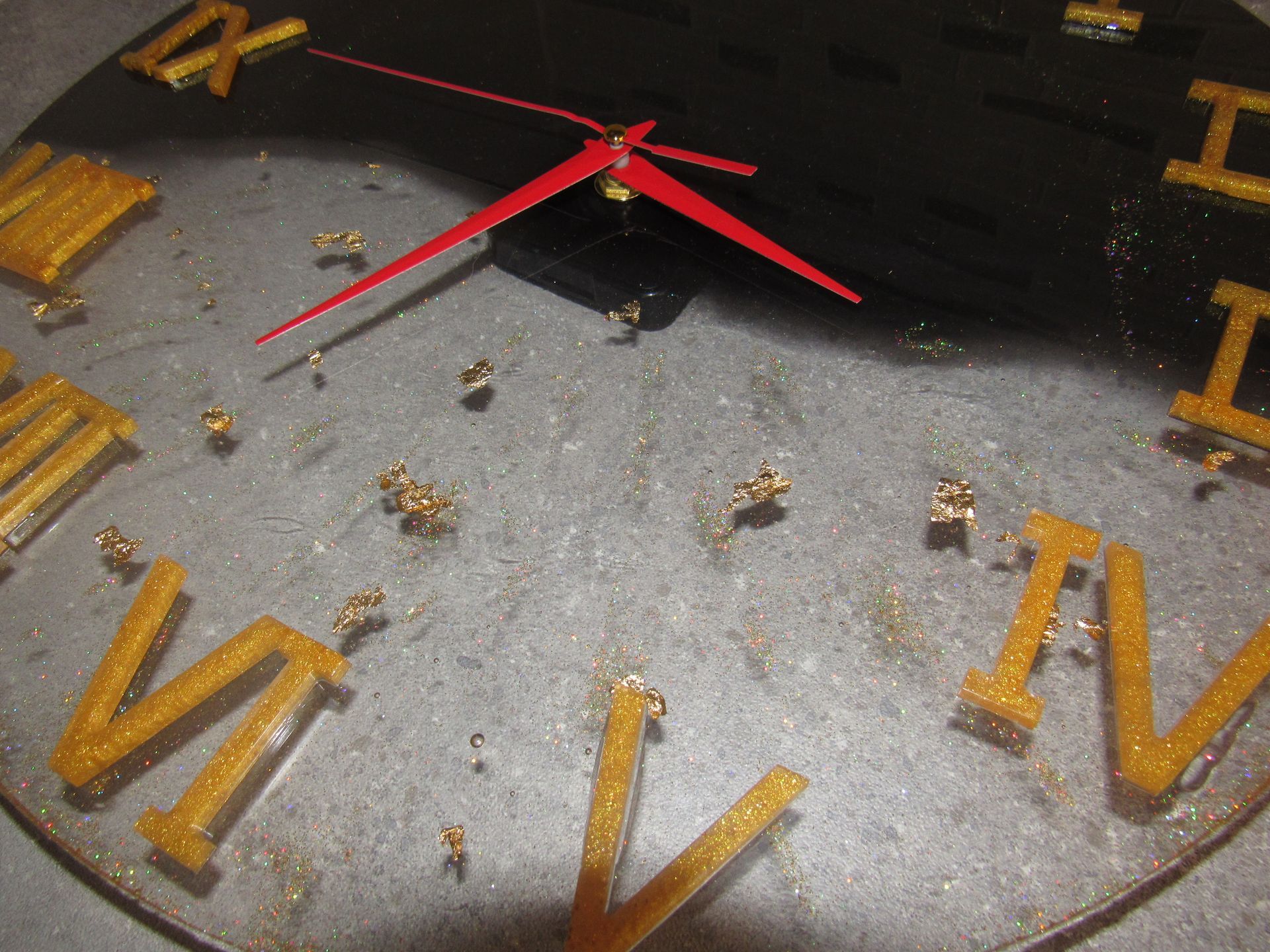 Black and Gold Resin Wall Clock - 15 inches