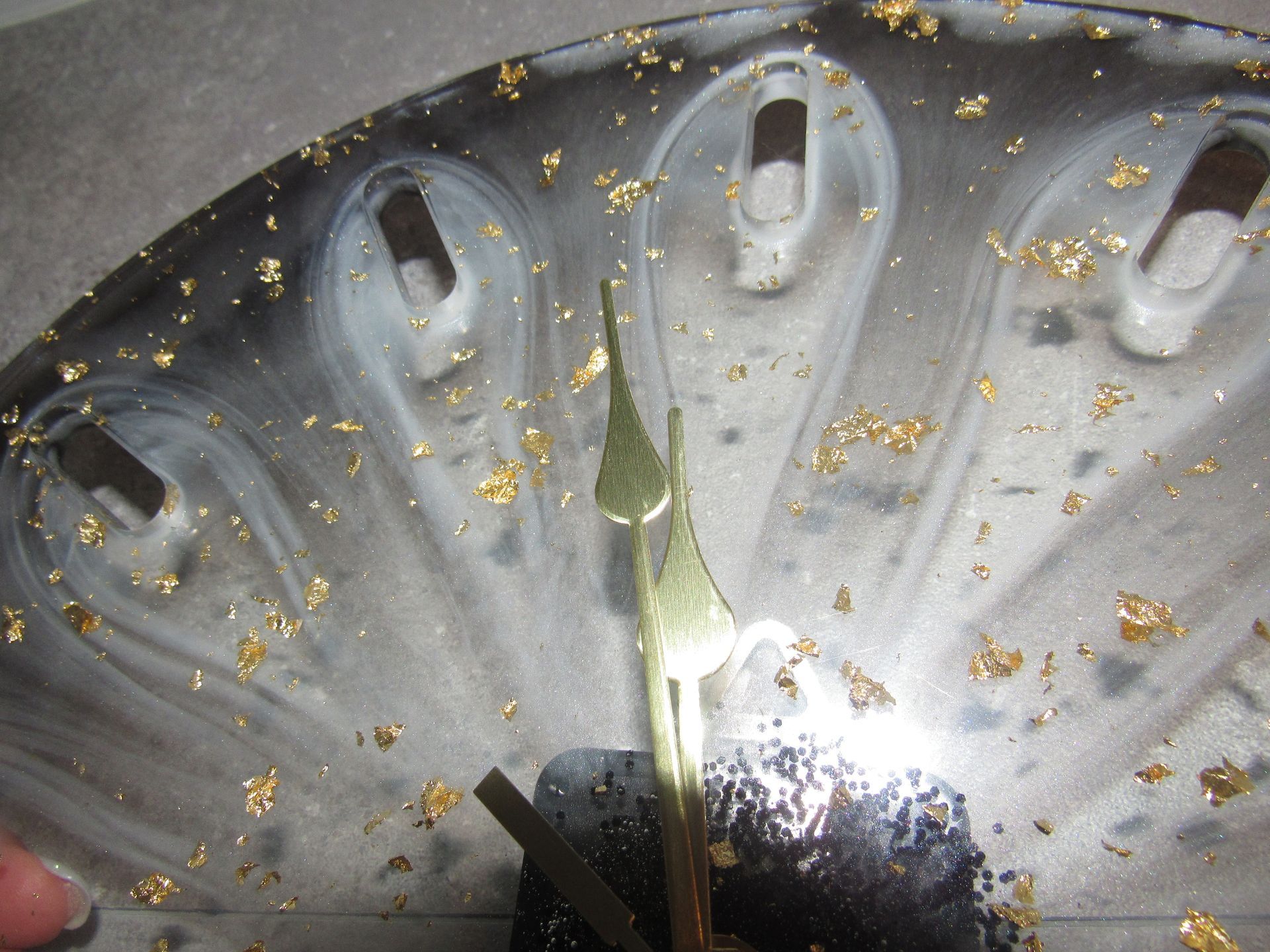 Smoky Gold Flakes Resin Wall Clock - 13 inches